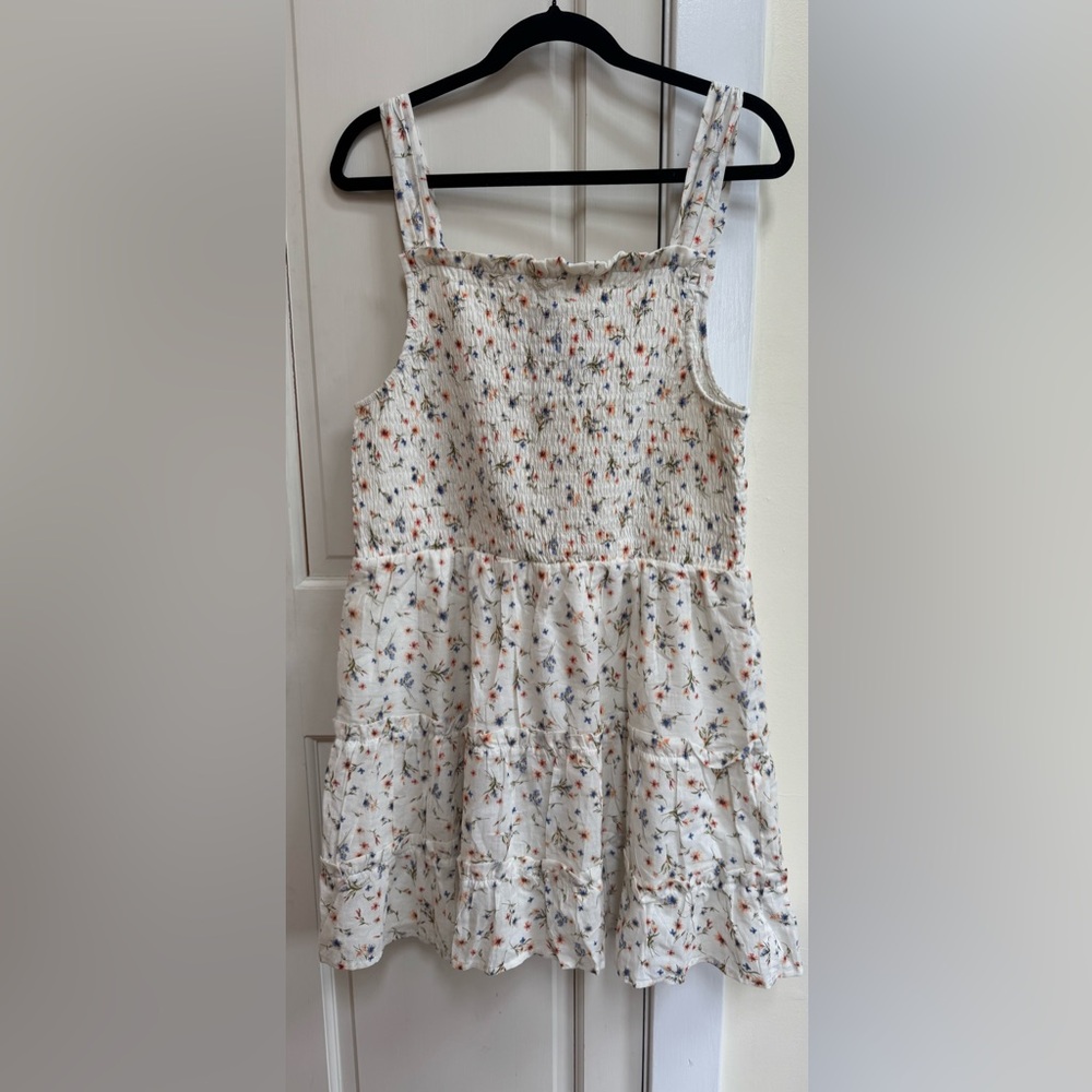 Target Floral Smocked Tiered Mini Dress XL Sleeveless Cottagecore Sundress